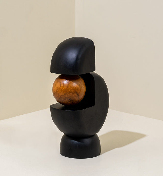 Exposed Core Black Wooden Showpiece